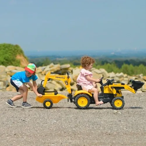 Falk Traktor Na Pedały Komatsu Z Łyżką Koparką I Przyczepą 2-5 Lat