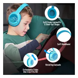 Słuchawki bezprzewodowe PowerLocus Bobo Nauszne Dla Dzieci Bluetooth 5.3 Niebieski