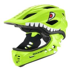 Kask rowerowy ROCKBROS TT-32004 Shark Zielony Full Face dla Dzieci z odkręcaną szczęką (rozmiar M)