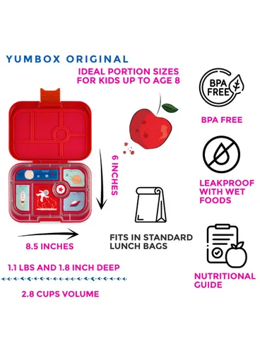 Yumbox Orijinal Okul Öğle Yemeği Kutusu-roar red / roket tepsisi