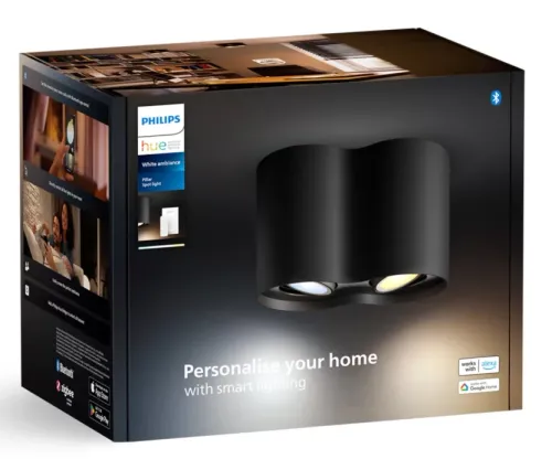 Oświetlenie punktowe Philips Hue White Ambiance Podwójne Pillar Czarny
