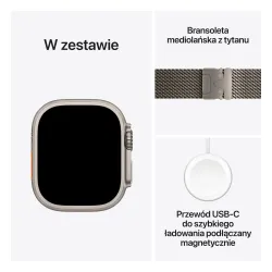 Apple Watch Ultra 3 GPS + Cellular koperta z natural tytanu Szary 49mm Bransoleta mediolańska z natural tytanu Rozmiar L