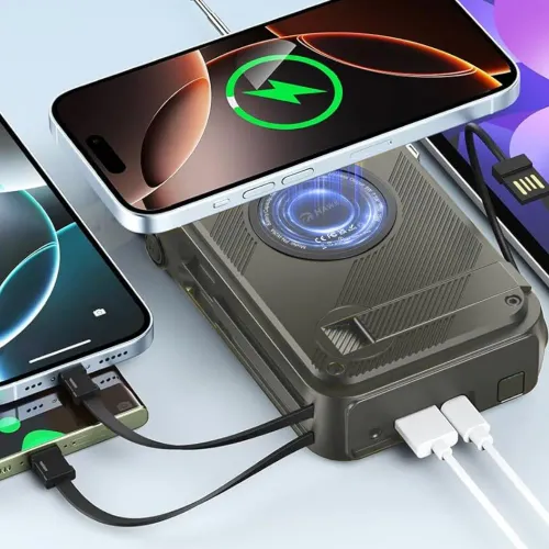 Radioodbiornik Hawk R40 Na korbkę, Solarne, Latarka, Radio FM Bluetooth Zielony