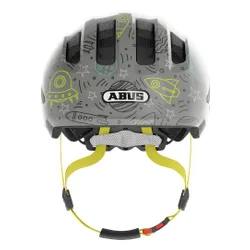 Kask rowerowy ABUS Smiley 3.0 LED Space Szaro-zielony dla Dzieci (rozmiar M)