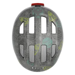 Kask rowerowy ABUS Smiley 3.0 LED Space Szaro-zielony dla Dzieci (rozmiar M)