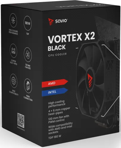 Chłodzenie CPU SAVIO Vortex X2 Black