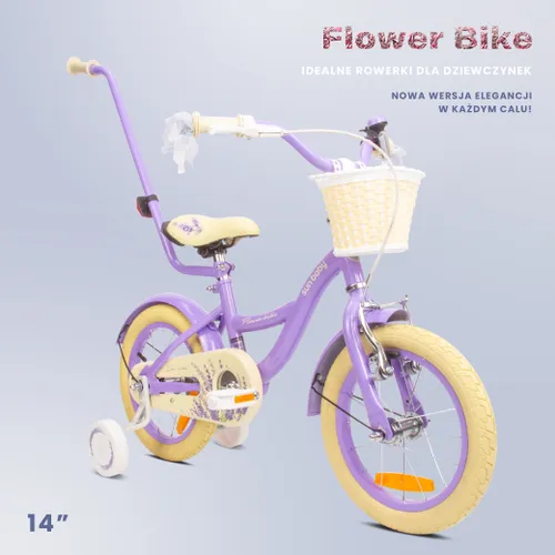 Rower dziecięcy SUN BABY Flower Bike 14 cali dla dziewczynki Lawendowy