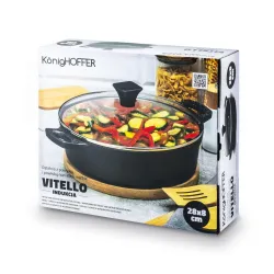Patelnia aluminiowa nieprzywierająca z dwoma uchwytami i pokrywką KONIGHOFFER Vitello 28 cm