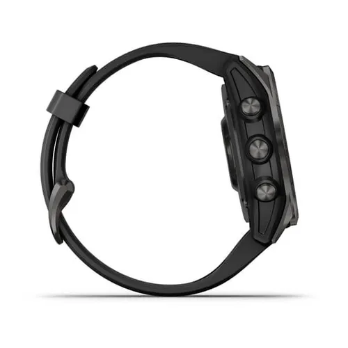 Смарт-часы Garmin FENIX 7S Sapphire Solar титановый угольно-серый DLC с силиконовым ремешком (010-02539-25)