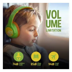 Słuchawki bezprzewodowe PowerLocus Bobo Nauszne Dla Dzieci Bluetooth 5.3 Zielono-brązowy