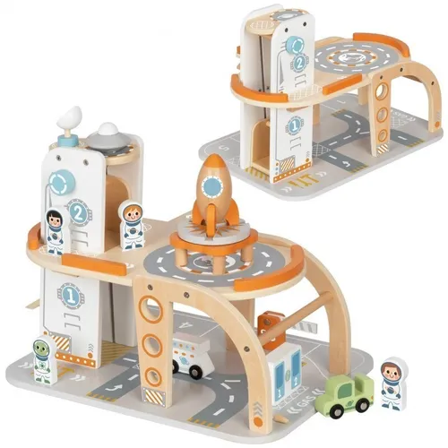 Tooky Toy Drewniany Kosmiczny Parking Stacja Kosmiczna