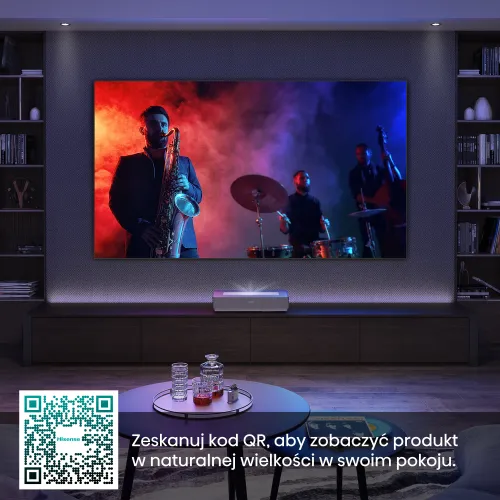 Projektor Hisense Laser TV - 120L5N - 4K UHD, Laser, Ekran ALR 120" w zestawie, Wi-Fi, BT, AirPlay, VIDAA OS