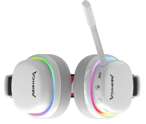 Słuchawki bezprzewodowe z mikrofonem Monka Echo HG9069W Nauszne Biało-czarny