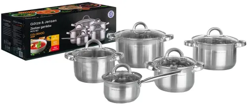 Zestaw garnków GÖTZE & JENSEN CS300 Colorado Inox (10 elementów)