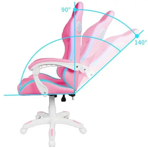 Fotel Cobra WS8151 Gamingowy do 120kg Skóra ECO Oświetlenie RGB Głośniki Bluetooth Różowy