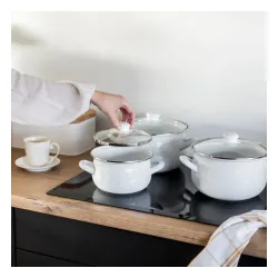 Garnek emaliowany z pokrywką EMALIA POLSKA PLESZEW PYZA DIAMOND BIAŁY 3,8 l