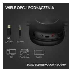 Słuchawki bezprzewodowe z mikrofonem Logitech G Pro X2 Lightspeed Nauszne Czarny