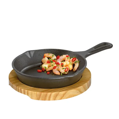 KUCHENPROFI Mini 26 × 18 cm - patelnia żeliwna z deską