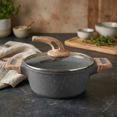 Garnek granitowy typu stone z pokrywką Konighoffer Fegato 2,2 l