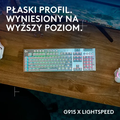 Klawiatura mechaniczna Logitech G915 X Lightspeed Tactile US INTL Biały