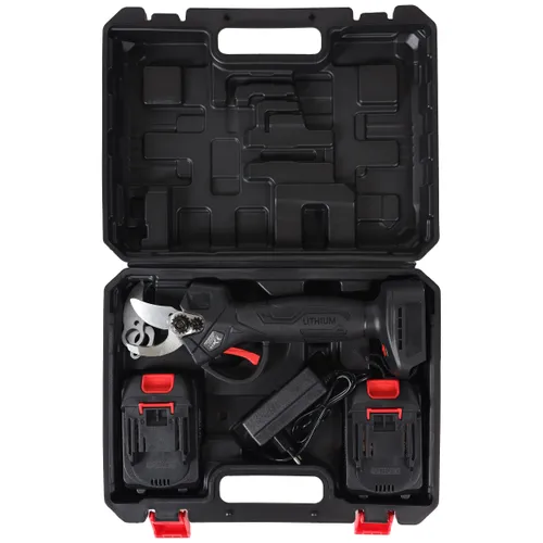 Ogrodowy sekator akumulatorowy elektryczny do gałęzi 2 akumulatory czarny