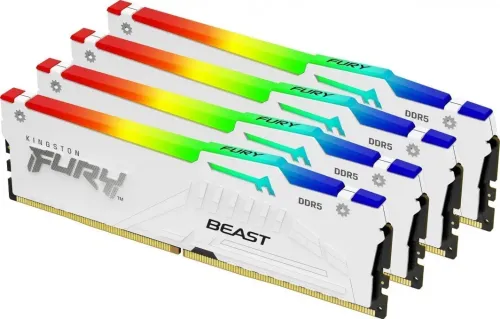 Pamięć RAM Kingston FURY Beast RGB DDR5 64GB (4 x 16GB) 6000 CL40 Biały