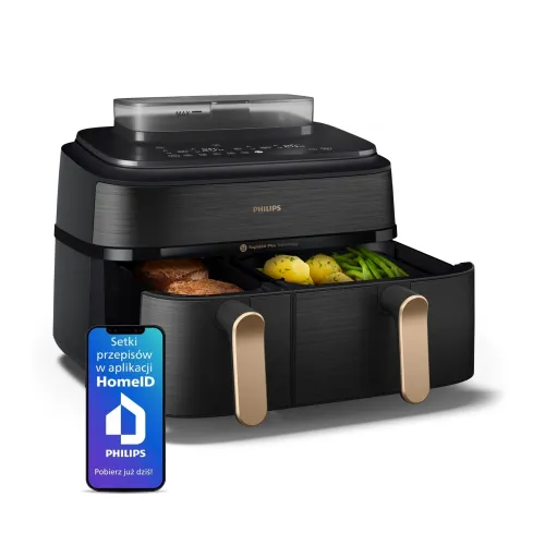 Air fryer Philips Ovi Dual Basket NA552/00 2750W 9l Aplikcja mobilna Gotowanie na parze