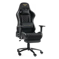 Fotel GAMVIS Phantom Large Czarny (złote elementy) + podnóżek