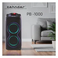 Power Audio Zehnder Party Box PB1000 100W Radio FM Mikrofon Bluetooth Czarny