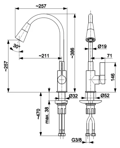 Bateria KFA ARMATURA Rumba Duo 6553-925-00 Chrom-czarny