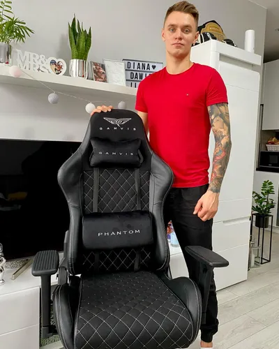 Fotel GAMVIS Phantom Large Czarny (białe elementy)