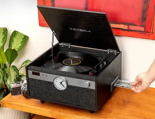 Gramofon Victrola Century Signature+ 6-in-1 VTA-830SB-BLK-INT Manualny Napęd paskowy Bluetooth CD Kaseta Czarny