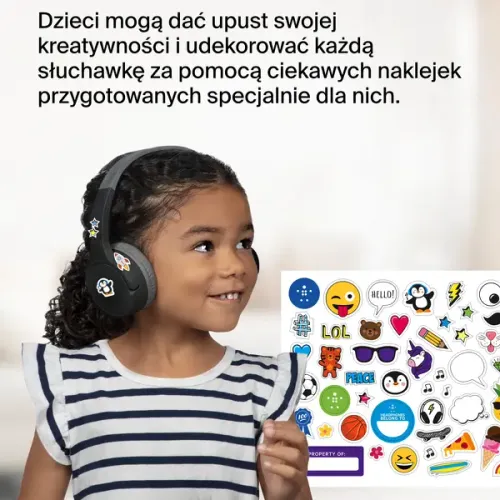 Słuchawki bezprzewodowe Belkin Soundform Mini dla dzieci Nauszne Bluetooth 5.3 Czarny