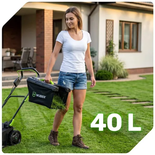 Kosiarka akumulatorowa WUBER W05801 38 cm, 4 Ah, 40 V, silnik bezszczotkowy, kosz 40L, 1 akumulator 4 Ah