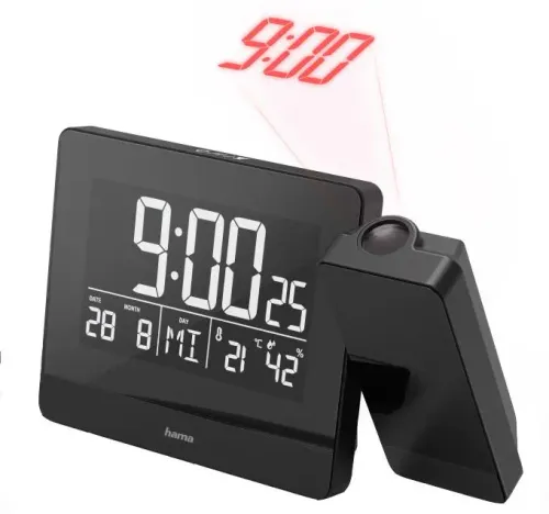 Zegar z projektorem Hama Plus Charge Czarny