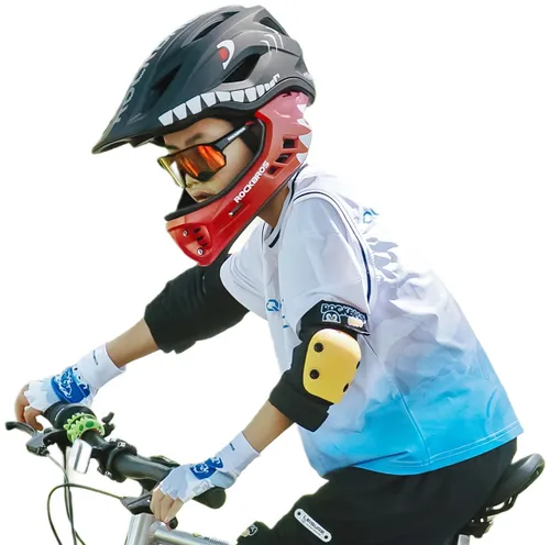 Kask rowerowy ROCKBROS TT-32005 Shark Czarny Full Face dla Dzieci z odkręcaną szczęką (rozmiar M)