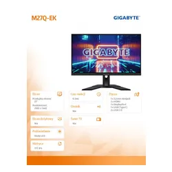 Gigabyte Monitor 27 cali M27Q GAMING 0,5ms/1MLN:1/WQHD/HDMI