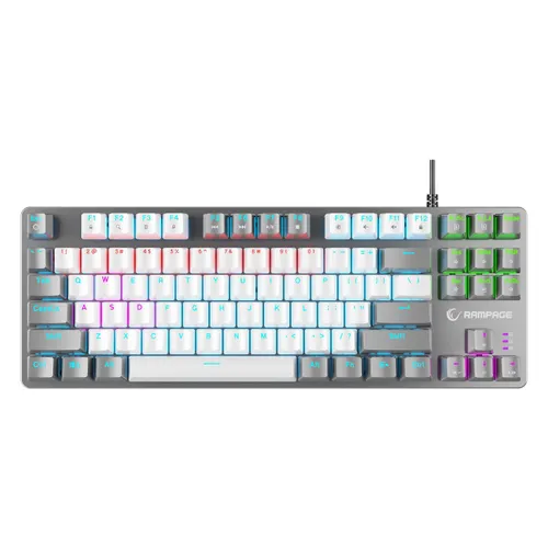 Klawiatura gamingowa Rampage Snug KRGD Red Switch przewodowa mechaniczna podświetlana biało-szara