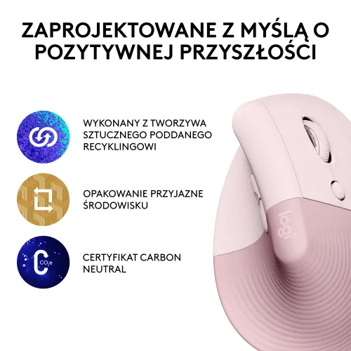 Myszka Logitech Lift praworęczny - różowy