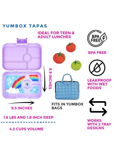 Lunchbox pojemnik na śniadanie XL Yumbox Tapas 4 - Seville purple / rainbow