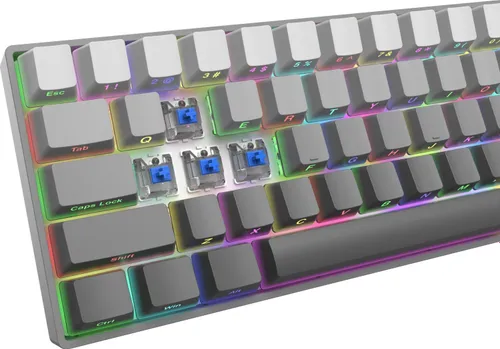 Klawiatura gamingowa White Shark Nunchaku szara Blue Switch RGB Hot-Swap