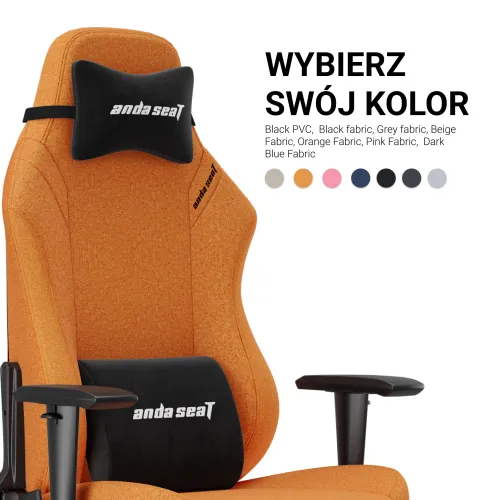 Fotel Anda Seat Luna L Orange Fabric Gamingowy do 100kg Tkanina Pomarańczowy