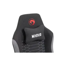 Fotel Marvo Kahn Gray Gamingowy do 150kg Tkanina Czarno-szary