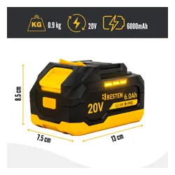 Bateria Akumulator BESTEN B-PRO BE-2899 Li-Ion 20 V 6,0 Ah do narzędzi akumulatorowych