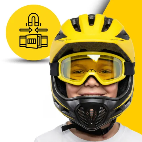 Kask XRIDER XRKFH004S Żółto-czarny Full Face dla Dzieci z odpinaną szczęką (rozmiar S)