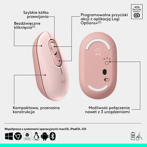 Myszka Logitech POP Mouse Różowy