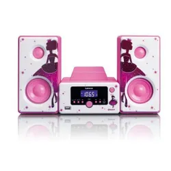 Lenco MC-020 10W Radio FM Tower White-Pink