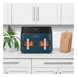 Air Fryer Frytkownica beztłuszczowa TURBOTRONIC TT-DAF6W Niebieski 9l z podwójnym koszem