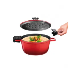 TESCOMA Bordeaux 1,5 l czerwony - garnek aluminiowy z pokrywką