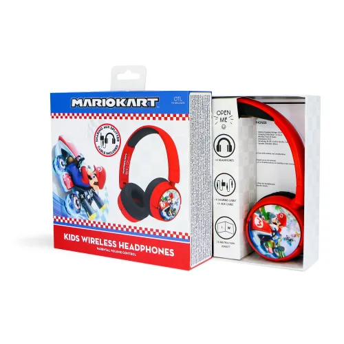 Słuchawki bezprzewodowe z mikrofonem OTL Technologies Mario Kart Kids Wireless Dla Dzieci Nauszne Czerwono-czarny